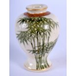 AN EARLY 20TH CENTURY JAPANESE MEIJI PERIOD SATSUMA VASE painted with green bamboo. 6.25 cm high.