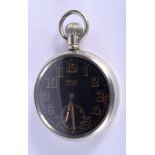 A ROLEX MILITARY BLACK DIAL POCKET WATCH. 84 grams. 5 cm diameter.