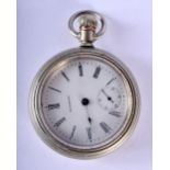 AN AMERICAN WALTHAM SILVER POCKET WATCH. 156 grams. 5.25 cm diameter.