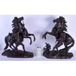 European School (19th Century) Bronze, Pair of Marley Horses. 48 cm x 30 cm.