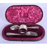 A VICTORIAN SILVER CHRISTENING SET. Sheffield 1886. 89 grams. 15 cm long. (3)