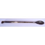 A RARE 19TH CENTURY MIDDLE EASTERN CARVED RHINOCEROS HORN SWAGGER STICK with shoe horn terminal. 180