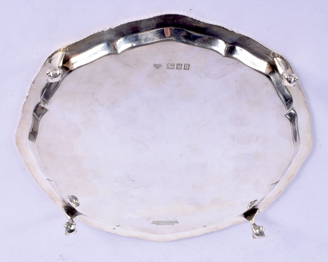 A SILVER AUTOGRAPHED SALVER. 380 grams. London 1917. 20 cm wide. - Image 3 of 5