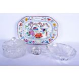 A VERY UNUSUAL ANTIQUE TRINITY COLLEGE KITCHEN DEPARTMENT DISH together with a Kosta glass bowl etc.