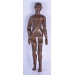 A 19TH CENTURY EUROPEAN CARVED WOOD ARTISTS LAY MODEL of articulated form. 40 cm x 8 cm.