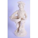A LATE 19TH CENTURY ENGLISH PARIAN WARE FIGURE OF A DANDY modelled holding a basket. 23 cm high.