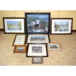 European School (20th Century) 2 x Watercolours & Assorted other prints. (qty)
