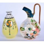 A DOULTON BURSLEM JUG together with an Art Deco Shelley vase. Largest 19 cm high.