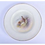 A ROYAL WORCESTER RED GROUSE PORCELAIN PLATE BY James Stinton. 27 cm diameter.