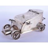 A RARE EARLY 20TH CENTURY ENGLISH SILVER PLATED TOBACCO BOX OR TEA CADDY unusually in the form of a