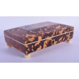 AN EARLY 19TH CENTURY CARVED TORTOISESHELL CASKET with segmented top. 15 cm x 10 cm.