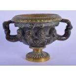 AN UNUSUAL 19TH CENTURY BRONZE MODEL OF THE WARWICK VASE possibly Grand Tour. 13 cm x 8 cm.