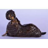 A CONTEMPORARY COLD PAINTED BRONZE EROTIC FIGURE OF A FEMALE modelled in folding robes. 14 cm x 8 cm