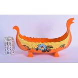 A RARE ART DECO WILKINSON'S VIKING BOAT PORCELAIN BOAT painted with flowers. 34 cm x 26 cm.