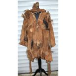 An African tribal Dogon hunter's shirt & hat. 88 x 125cm (2)