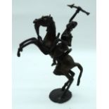 An African Tribal Bukina bronze horse and rider 38cm (2).