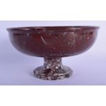 A 19TH CENTURY ITALIAN GRAND TOUR ROUGE MARBLE PEDESTAL TAZZA. 20 cm x 12 cm.