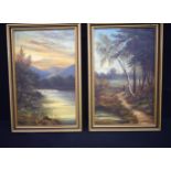 A framed pair of 19th Century oils on canvas depicting rural scenes by W Stevens. 34 x 23cm (2)