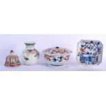 A 17TH/18TH CENTURY CHINESE IMARI SQUARE FORM DISH Kangxi/Yongzheng, together with a bird vase & an