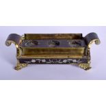 A 19TH CENTURY FRENCH BOULLE BRASS INLAID DESK STAND inlaid with foliage. 33 cm x 14 cm.