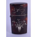 A REGENCY SILVER INLAID TORTOISESHELL ETUI. 5.5 cm x 3.5 cm.