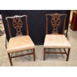 Two S & H Jewell of London wooden dining chairs with upholstered seats 99 x 57 x 55cm (2)
