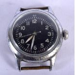 A WALTHAM BLACK DIAL MILITARY WATCH. 3.5 cm inc crown.