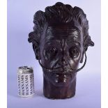 A CHARMING VINTAGE BRONZE BUST OF SALVADOR DALI possibly a vase. 38 cm x 22 cm.