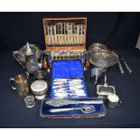A quantity of plated items and cased flatware. (Qty)