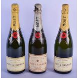 THREE BOTTLES OF MOET ET CHANDON CHAMPAGNE. (3)