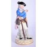 A 19TH CENTURY MEISSEN PORCELAIN FIGURE OF A MALE modelled inspecting a pocket watch. 16 cm high.