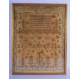 AN 18TH/19TH CENTURY FRAMED AND EMBROIDERED SAMPLER C1824 by Jane Allen aged 13 years. Sampler 45 cm