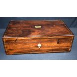 A 19th century Rosewood and brass bound wooden writing slope. 41 x 25 x 13cm