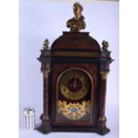 A LARGE MID 19TH CENTURY FRENCH BOULLE GILT BRONZE BRACKET CLOCK overlaid with gilt metal lapis moun