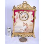 A RARE LARGE EARLY 20TH CENTURY VIENNA PORCELAIN MANTEL CLOCK with finely painted panels of figures