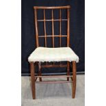 An Aesthetic period lattice back upholstered dining chair 87 x 43 x 39cm.