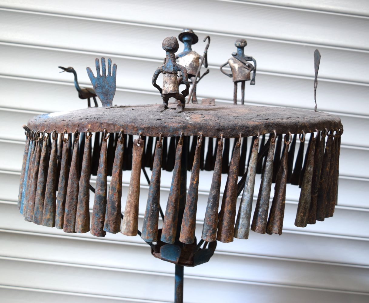 An African tribal Fon Asen metal altar from the Hendrick de Roy Collection. 148 x 54cm - Image 2 of 6