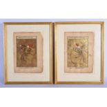 Indian School (19th/20th Century) Pair, Illuminated Manuscripts. Image 25 cm x 15 cm.