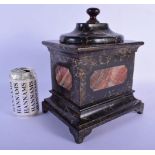 A RARE 19TH CENTURY PAINTED AND MARBLEISED SLATE GRAND TOUR BOX AND COVER with central panels upon a