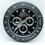 A Contemporary Rolex Dealer display wall clock 34cm.