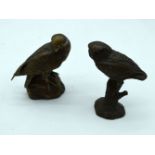 A quality small bronze Eagle together with an owl 9cm (2).