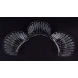 THREE FRENCH LALIQUE WHEATSHEAF GLASS DISHES. 18 cm x 15 cm. (3)