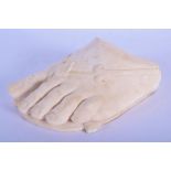 AN ANTIQUE GRAND TOUR PLASTER FOOT. 16 cm x 9 cm.