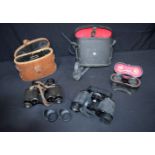 A pair of cased Kershaw & Son binoculars together with another cased set & a pair of cased opera gla