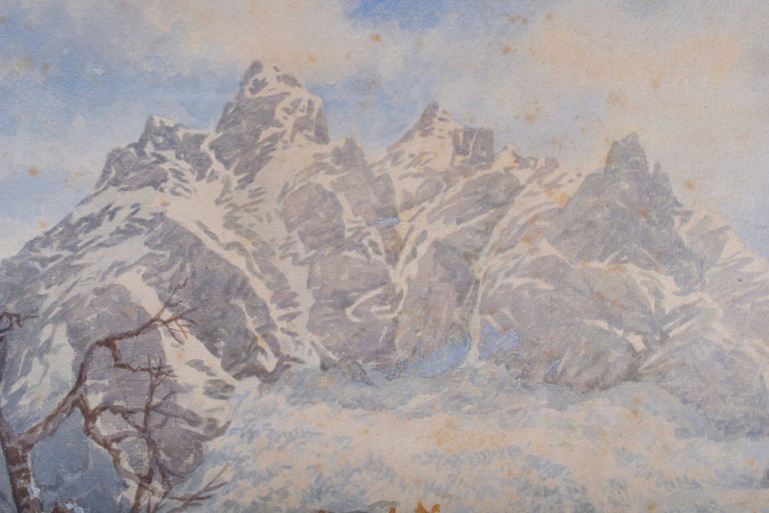 European School (19th/20th Century) Watercolour, Mountain. Image 66 cm x 46 cm. - Bild 2 aus 5