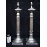 A large pair of Chrome lampstands 62cm.