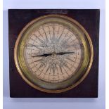 AN ANTIQUE COLE OF LONDON SQUARE FORM COMPASS with outer brass dial. 15 cm square.