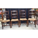 A set of Lancashire spindle back dining chairs. 99 x 49 cm (4)