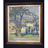 Richard Albitz 1876-1954 Framed oil on canvas " Das gelbe Haus". 54 x 47cm