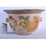 A LARGE 19TH CENTURY JAPANESE MEIJI PERIOD SATSUMA JARDINIERE painted with butterflies and flowers.